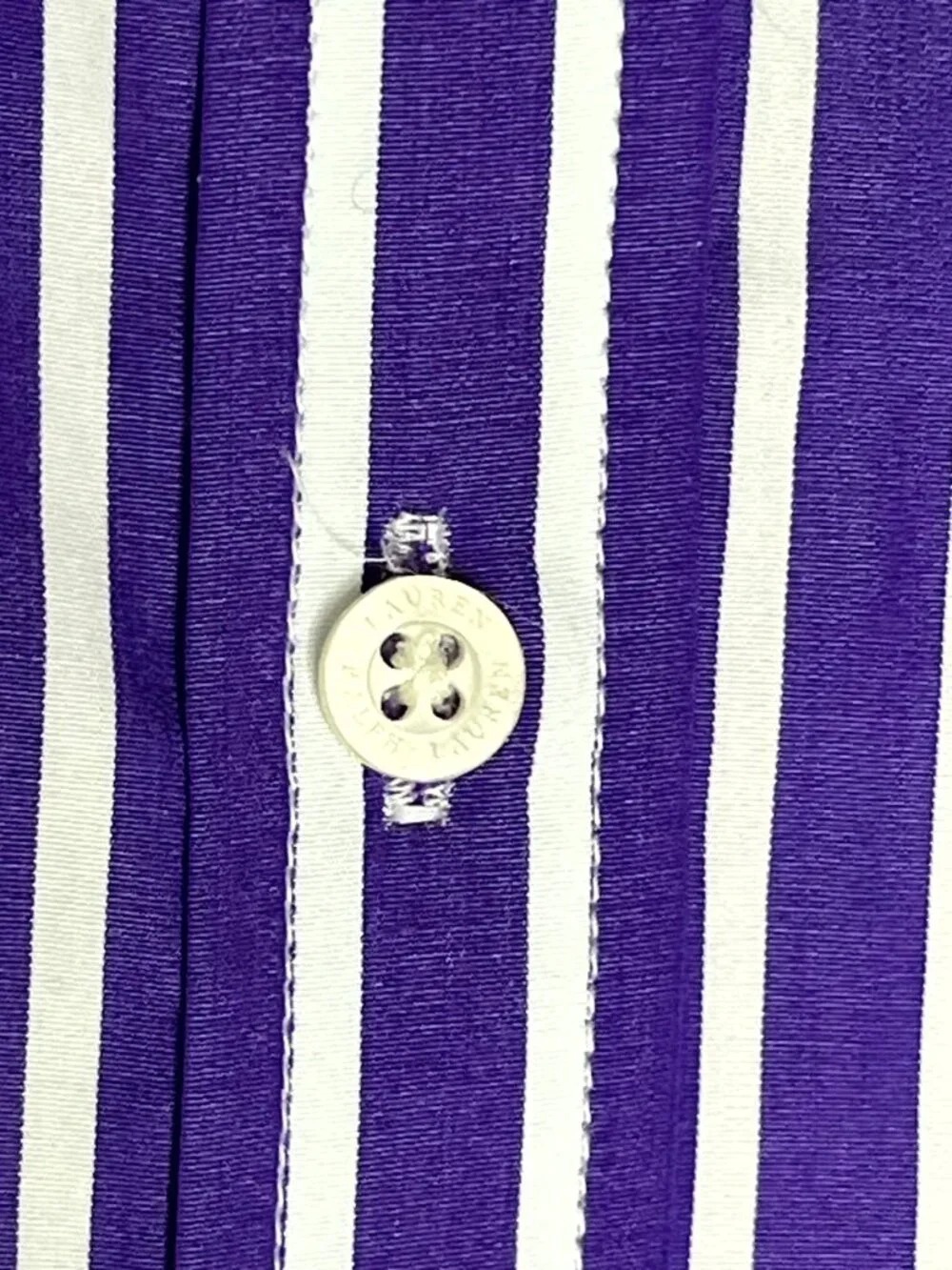 Lauren by Ralph Lauren Purple White Striped Button Down Dress Shirt Women Size 8 - Picture 4 of 10
